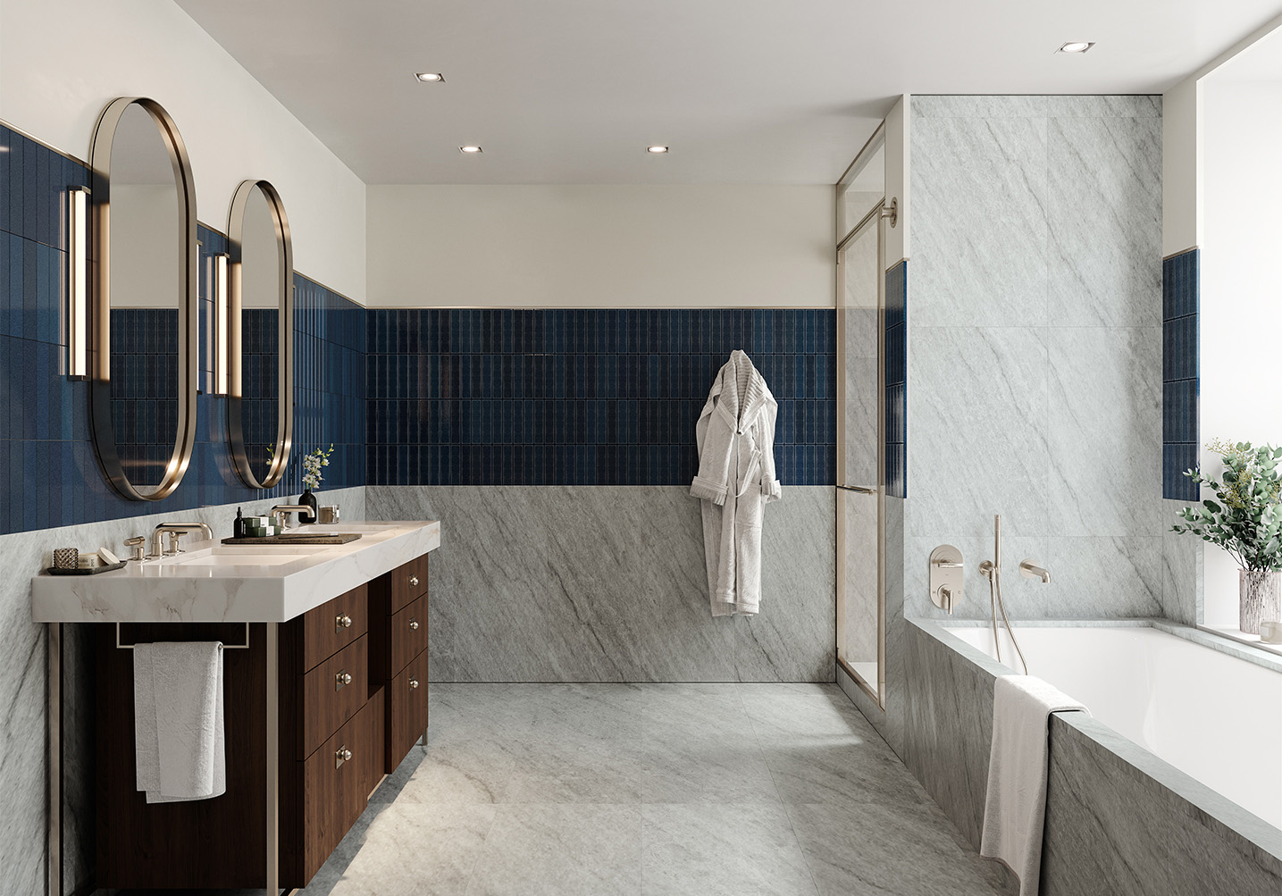 bathroom detail with art deco design at 222 LES, luxury tower and loft residences at 222 East Broadway by Corcoran Sunshine with website and branding by Sideways creative agency