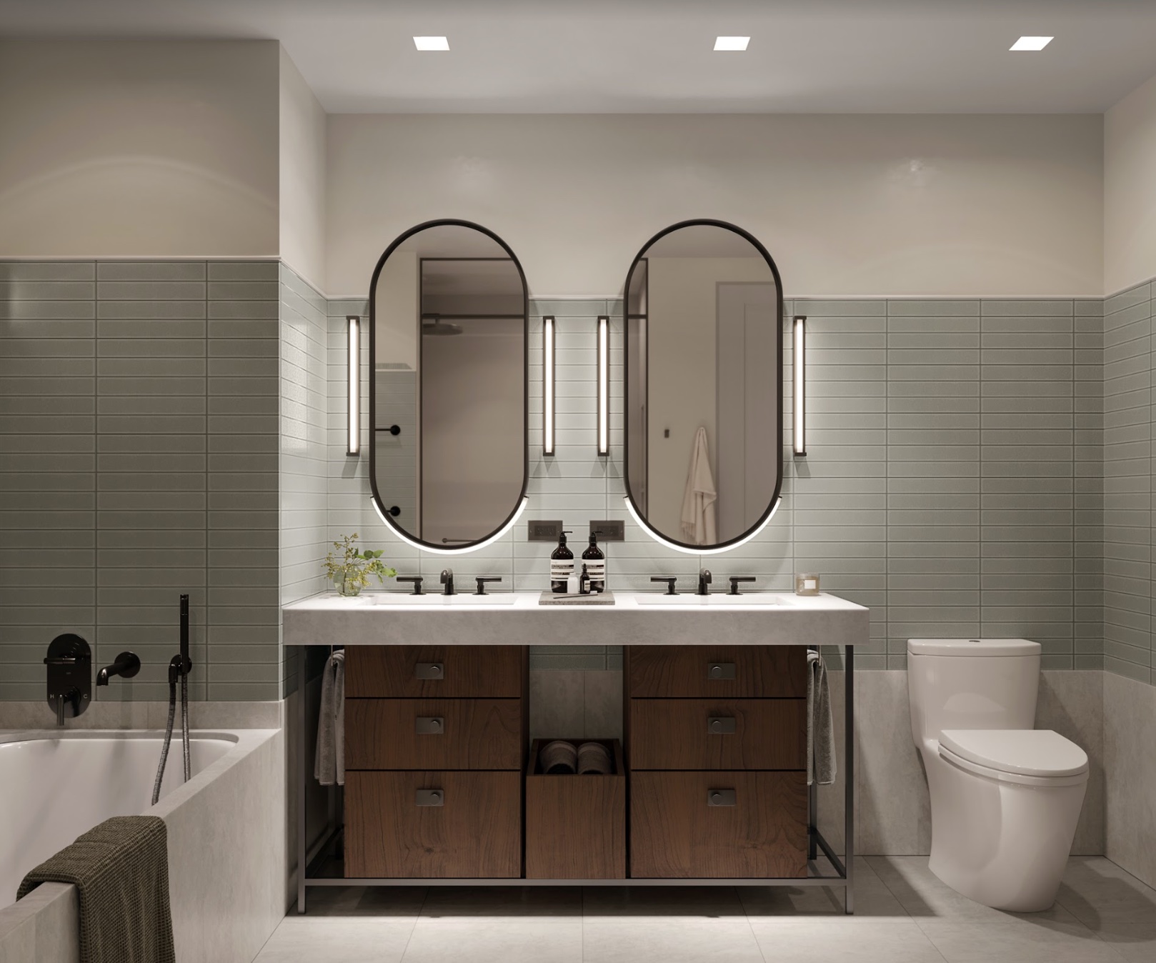 bathroom detail at 222 LES, luxury tower and loft residences at 222 East Broadway by Corcoran Sunshine with website and branding by Sideways creative agency